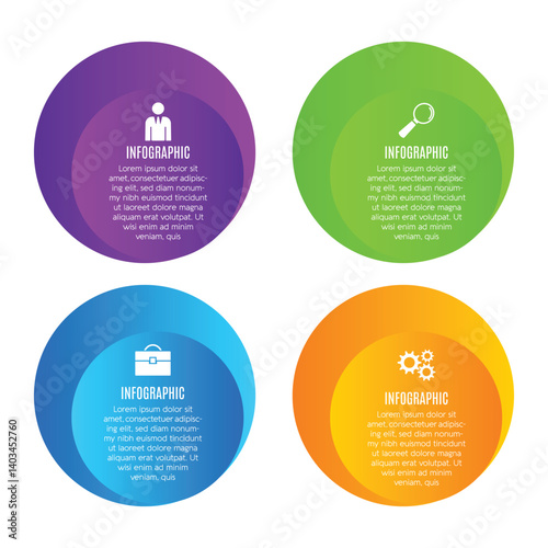Circle infographic template 4 step modern editable chart list designed