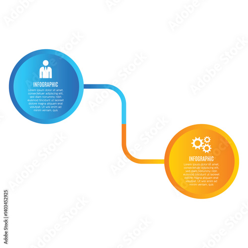Connected presentation 2 step infographic business chart list design