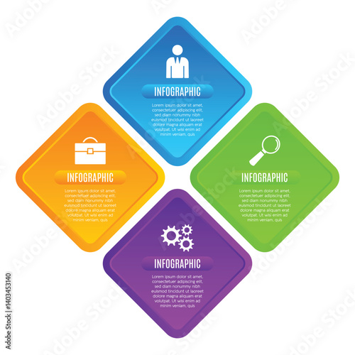 Creative infographic template designed 4 step presentation chart list