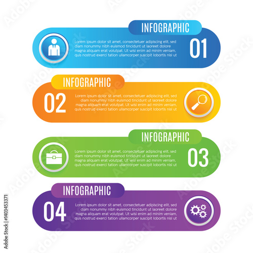 Editable business template infographic 4 step modern chart list design