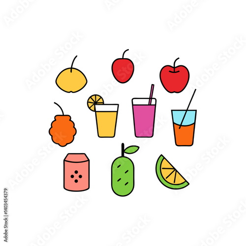  09 different gadget drinks vector doodle icon