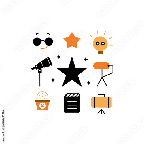  09 different hollywood vector doodle icon