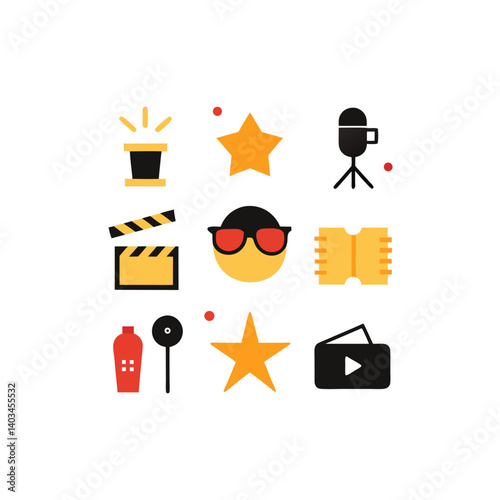  09 different hollywood vector doodle icon