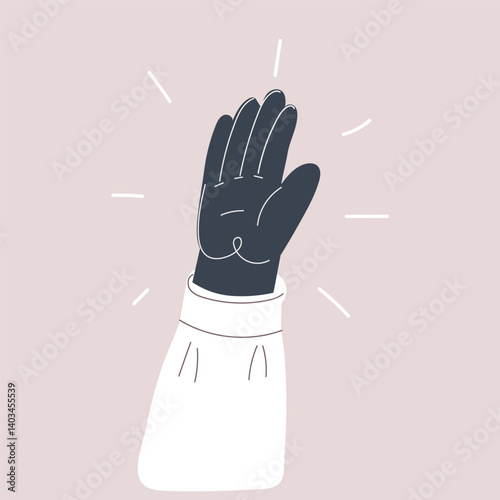 Cartoon vector illustration of a hand raised up like reaching for the sky of possibilities