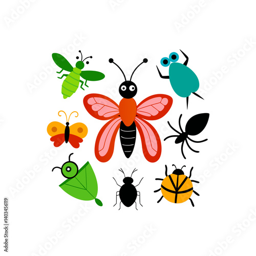  09 different insects vector doodle icon