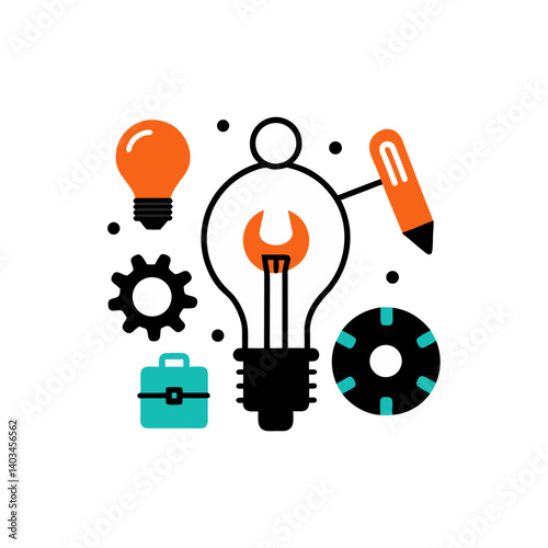  09 different inventions vector doodle icon