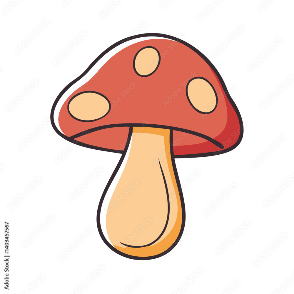 Illustration of a red mushroom with white spots for nature lovers and food enthusiasts alike Illustration of a red mushroom with white spots for nature lovers and food enthusiasts alike