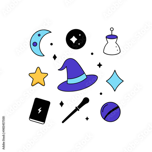 09 different magic vector doodle icon
