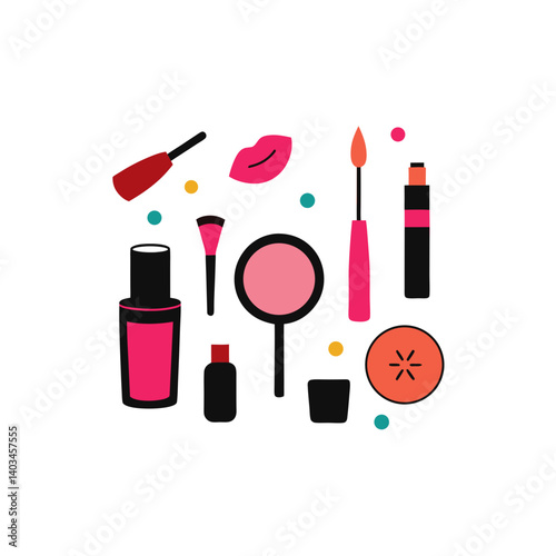 09 different makeup vector doodle icon