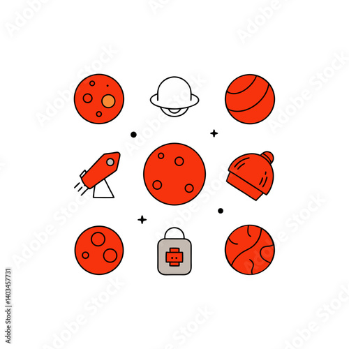 09 different mars vector doodle icon