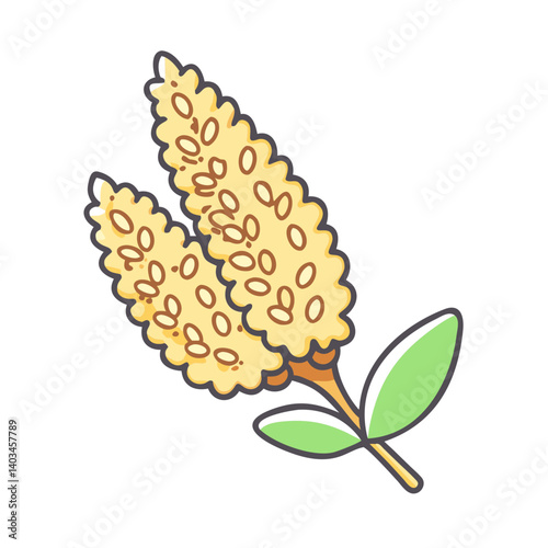 Illustration of millet plant with seeds and leaves for agriculture and healthy food concept