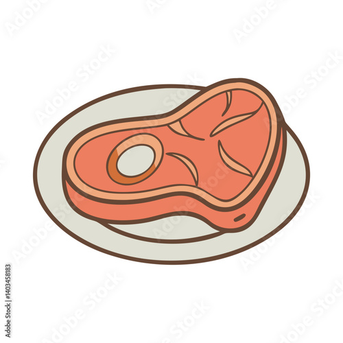 Delicious grilled steak on plate vector illustration for restaurant menu and food blog design asset