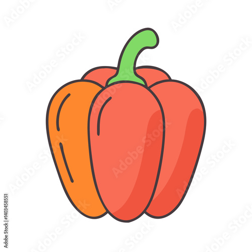 Isolated red bell pepper vector illustration for healthy eating and cooking ingredient design