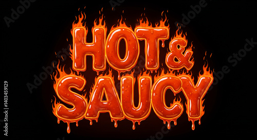 Hot and saucy text effect with flames for spicy food and sauce product design
