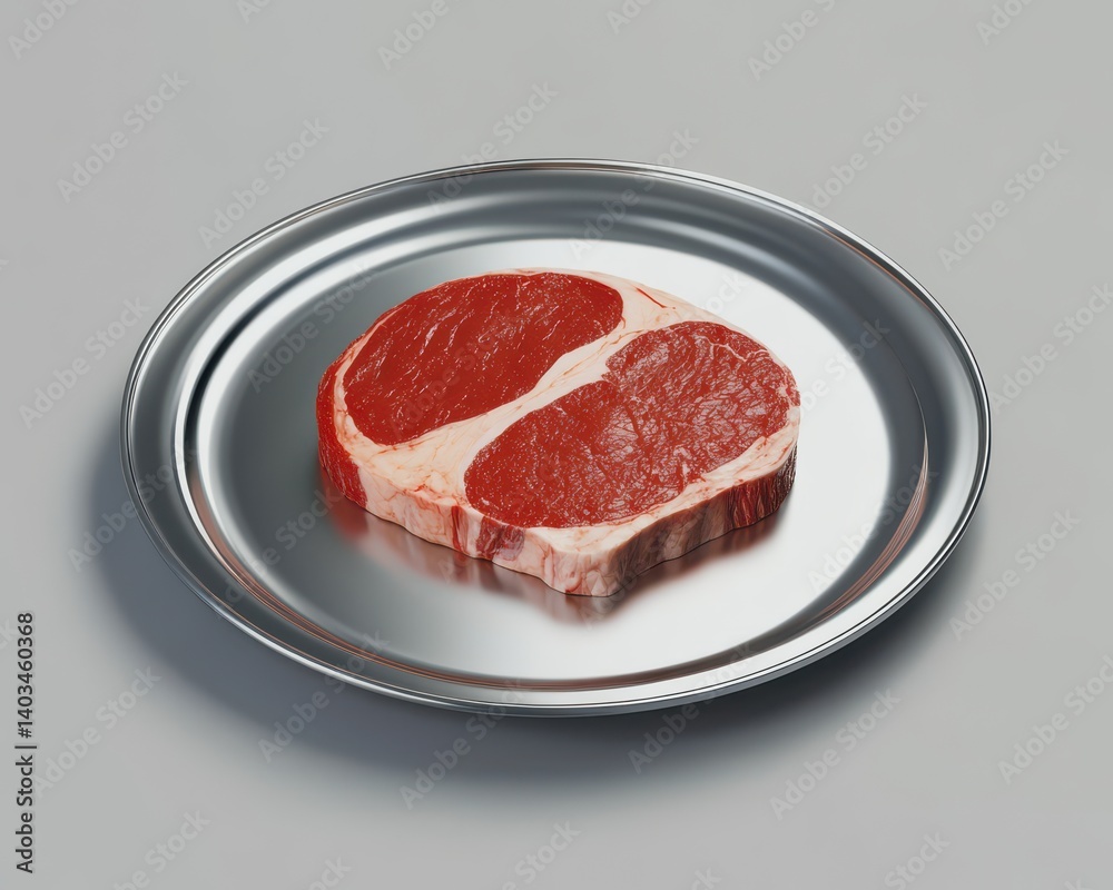 Healthy Dining: No Red Meat Meal Presented on a Silver Platter - 3D Illustration Emphasizing Low Cholesterol and Reduced Fats Healthy Dining: No Red Meat Meal Presented on a Silver Platter - 3D Illustration Emphasizing Low Cholesterol and Reduced Fats