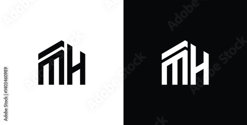 m h mh initial building logo design vector symbol graphic idea creative