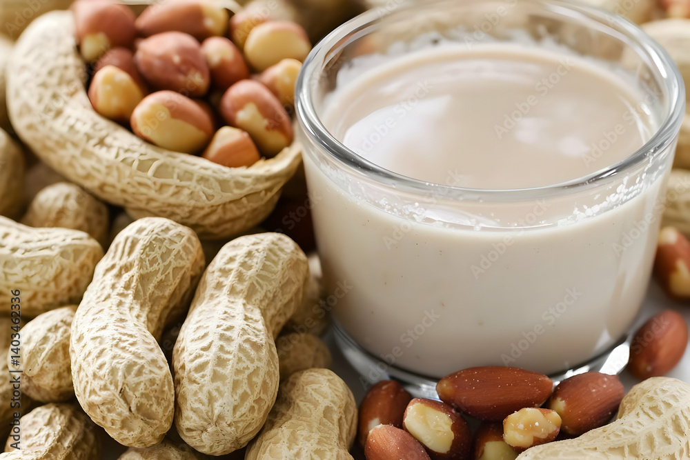 Creamy Peanut Milk and Shelled Peanuts: A Nutritious Delight Creamy Peanut Milk and Shelled Peanuts: A Nutritious Delight