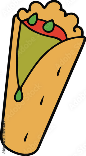 dripping from the falafel wrap vector art illustration 