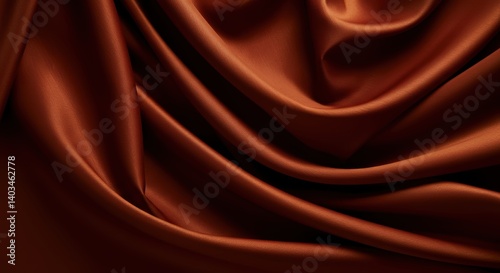 Luxurious draped orange silk fabric with smooth folds