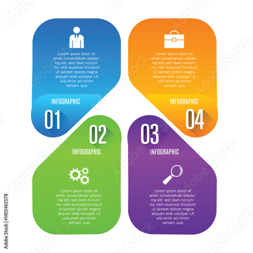 Infographic 4 step designed business chart list template