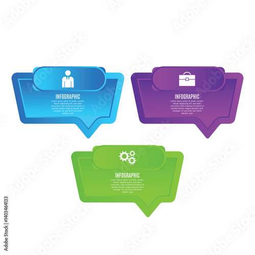Modern 3 step presentation for business chart list infographic template design