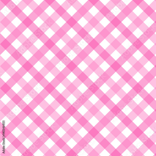 Pastel pink  gingham seamless pattern.Checkered tartan plaid repeat pattern.Geometric vector background wallpaper.