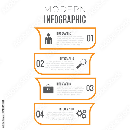 Modern business chart list presentation 4 step infographic design