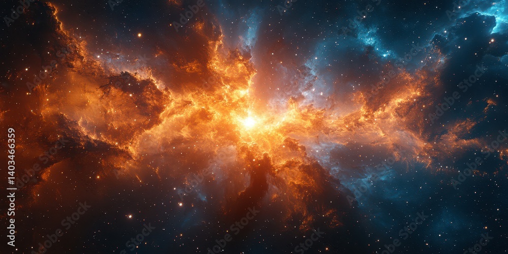 Fototapeta premium Vivid cosmic explosion showcases vibrant colors in deep space during a stellar event