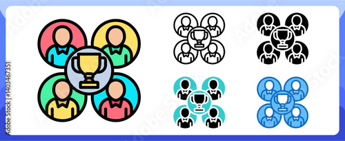 Successful Team Multi Style Icon in Togetherness and Teamwork Vector Design