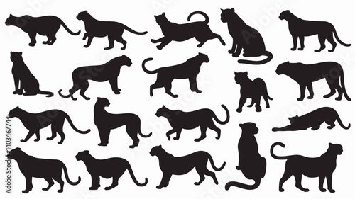 set of  jaguar silhouette vector