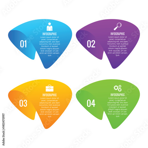 Modern editable presentation infographic 4 step chart list template designed