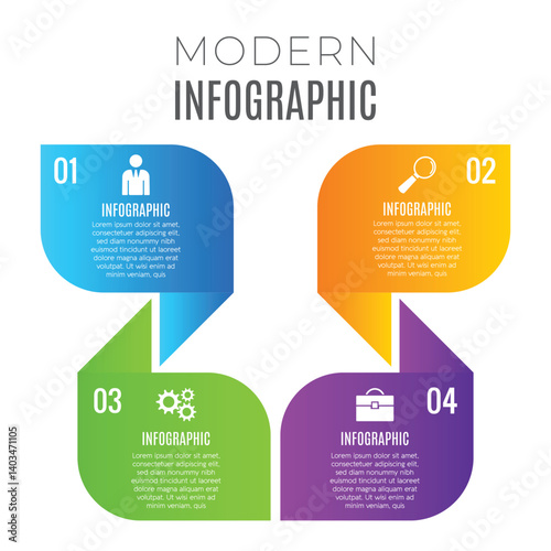 Modern presentation infographic 4 step or options chart list template design