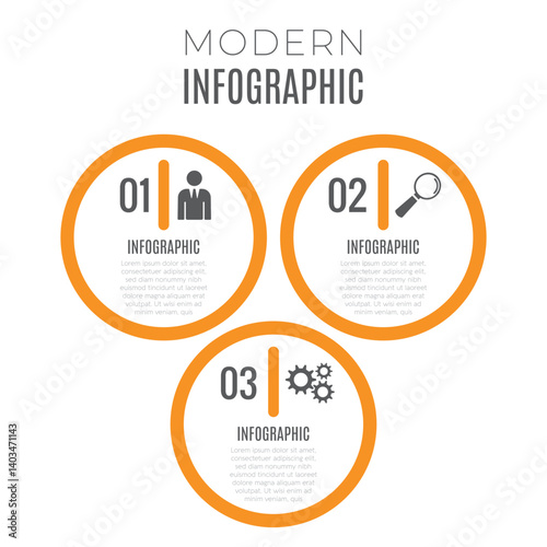 Presentation 3 step template infographic business chart list design