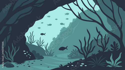 underwater scene with shark