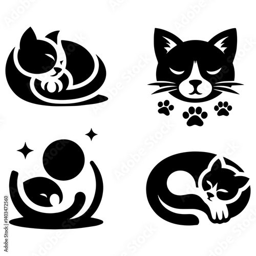 Elegant cat napping gently in the tranquility of moonlit light