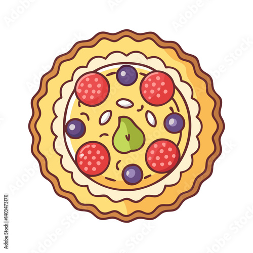 Delicious pizza with pepperoni blueberry and pear vector illustration food design art 90