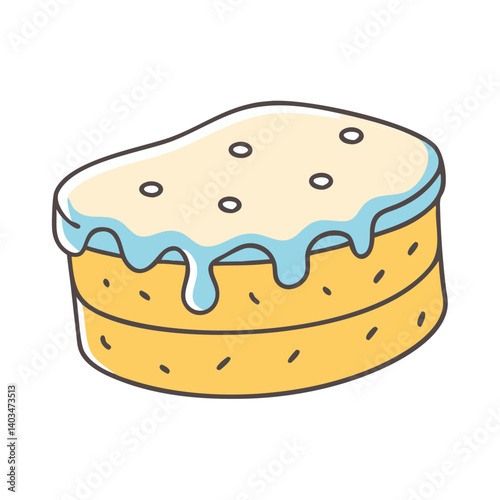 Delicious sponge cake with cream icing vector illustration dessert bakery sweet treat food design