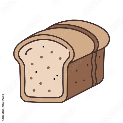 Illustration of sliced loaf of bread for breakfast toast sandwich and bakery products design