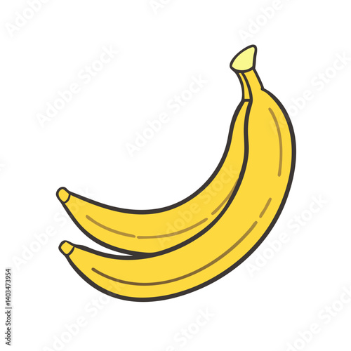 Illustration of two yellow bananas healthy fruit tropical food potassium rich snack diet treat
