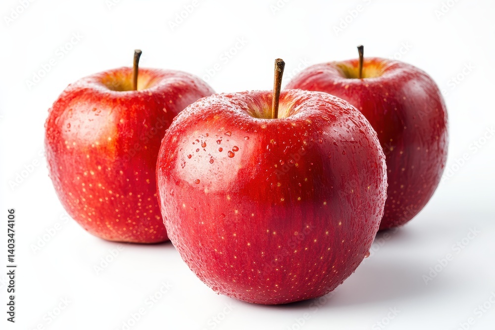 Three fresh red apples