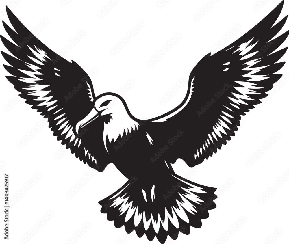 Obraz premium Albatross Silhouette Black Vector High Quality Vector Image. The white background