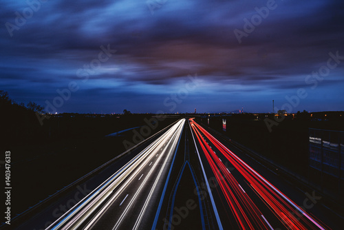 Highway at night, Lower Silesia Voivodeship, Poland.