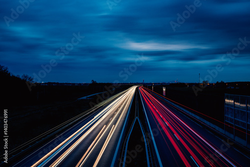 Highway at night, Lower Silesia Voivodeship, Poland.