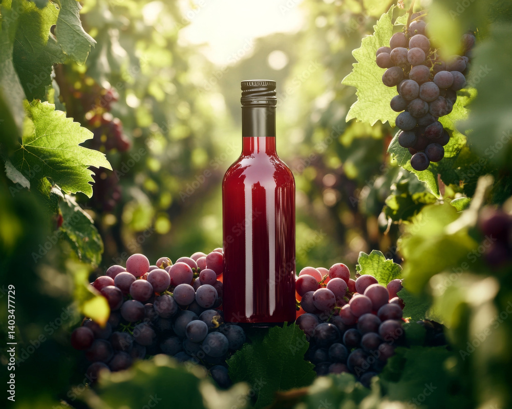 Fototapeta premium Grape juice and vineyard delight scene is refreshing, lively and inviting