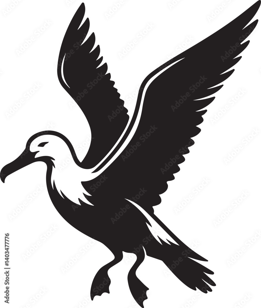 Albatross Silhouette Black Vector High Quality Vector Image. The white background Albatross Silhouette Black Vector High Quality Vector Image. The white background