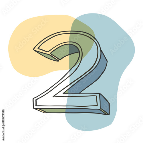 Simple number two icon design representing duality and counting concepts
