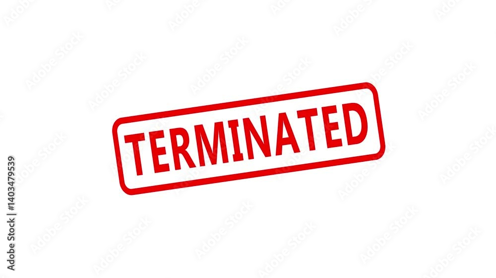 Red stamp Terminated business imprint animation white background denied ...