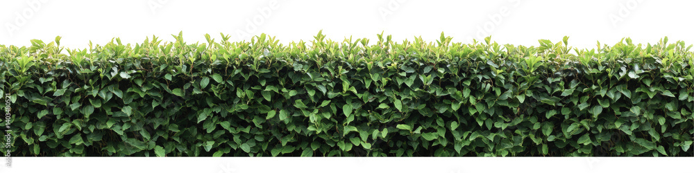 Fototapeta premium Lush green hedge isolated on transparent background
