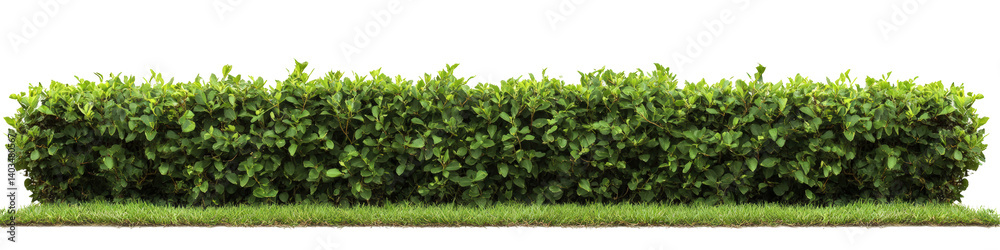 Fototapeta premium Lush green hedge isolated on transparent background