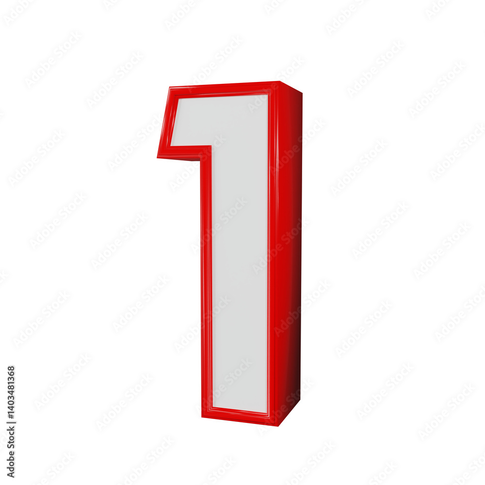 3d red number 1 3d red number 1